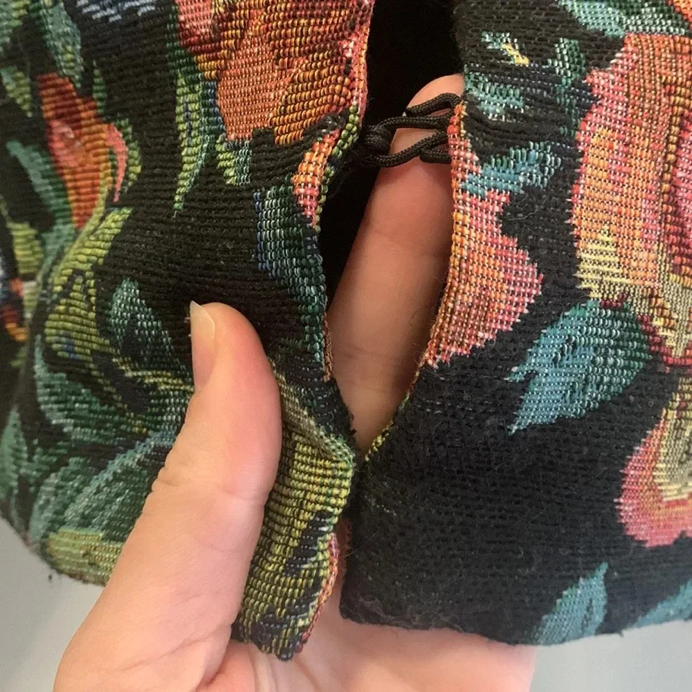 Unreal Fur Floral Jacket with Black Fur Collar - Picture 4 of 10